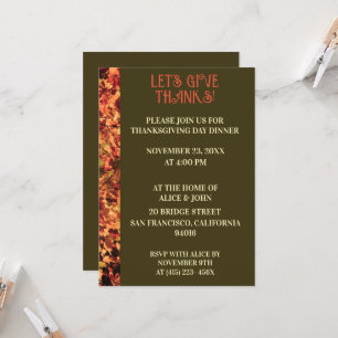 Dunkelgrüner Erntedank Abendessen Herbstfest Einladung