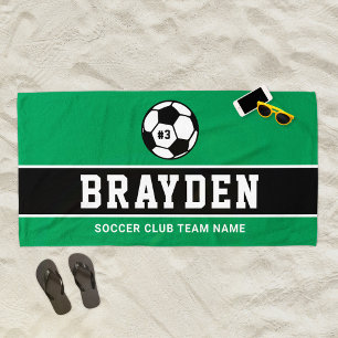 Dunkelgrüner Fußballspieler Benutzerdefinierter Na Strandtuch