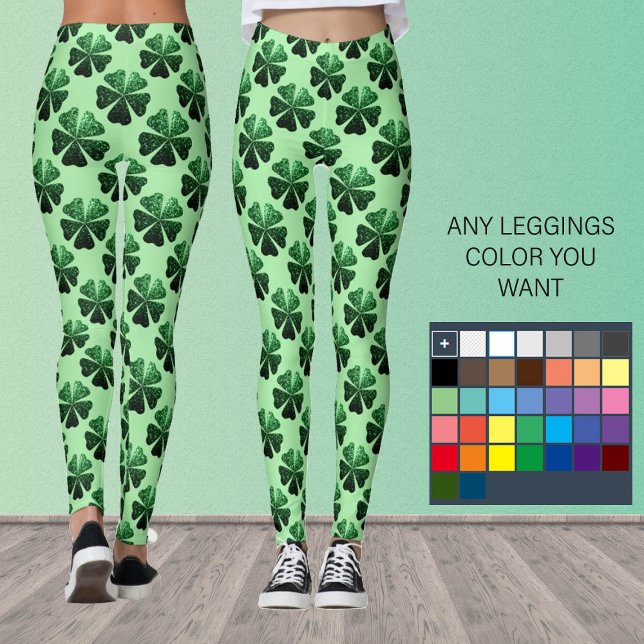 Dunkelgrüner Glitzer funkelndes Kleeblatt Clover M Leggings (Von Creator hochgeladen)