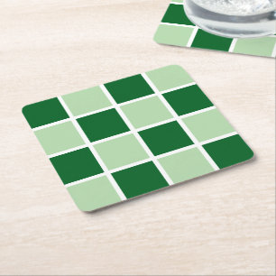 Dunkelgrüner Karo Rechteckiger Pappuntersetzer