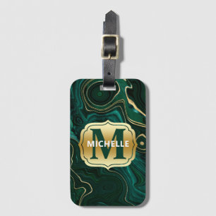Dunkelgrüner Malachit und goldener Foil Strata Vei Gepäckanhänger