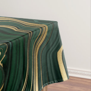 Dunkelgrüner Malachit und Goldfolie-Schichtenaderu Tischdecke