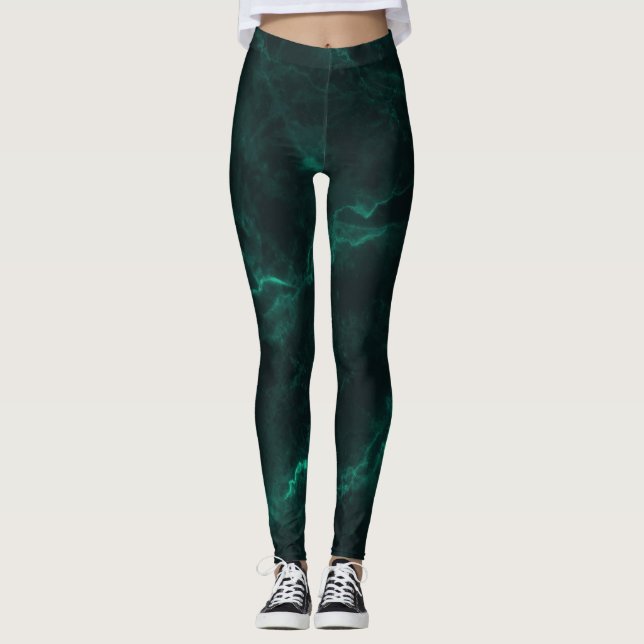 Dunkelgrüner Marmor, nahtlose Textur. Leggings (Vorderseite)