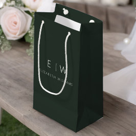Dunkelgrüner moderner Minimalistischer Monogrammna Kleine Geschenktüte
