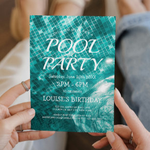 Dunkelgrüner Pool Wasser ich Pool Party Einladung