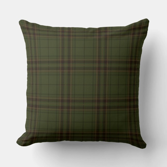 Dunkelgrüner Schwarzer Brauner Schottischer Tartan Kissen (Vorderseite)