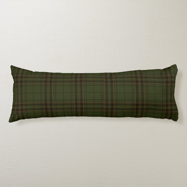 Dunkelgrüner Schwarzer Brauner Schottischer Tartan Seitenschläferkissen (Vorderseite)