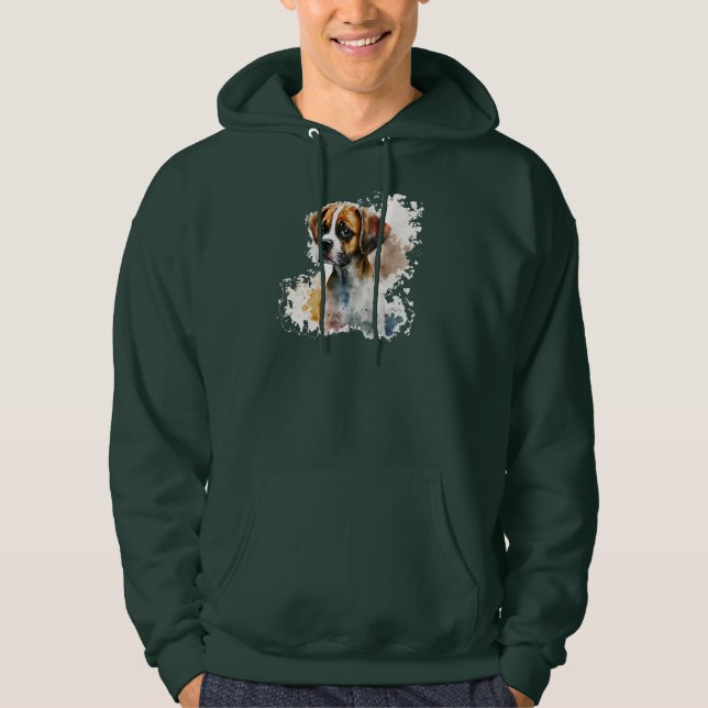 Dunkelgrüner T - Shirt niedlicher Hundedesign träg (Vorderseite)