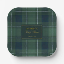 Dunkelgrüner Tartan-Polo-Karo-Vintage-Baby-Shower