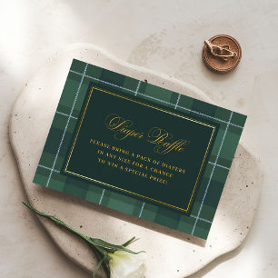 Dunkelgrüner Tartan-Polo-Plid-Vintage-Windel-Raffl Begleitkarte