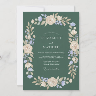 Dunkelgrüner Träumerischer Botanischer Hochzeitstr Einladung