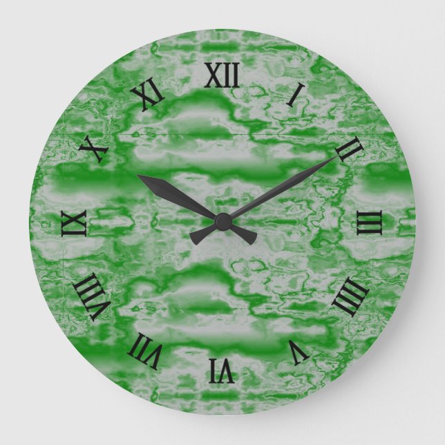 Dunkelgrüner und grauer Marmor Große Wanduhr (Vorderseite)