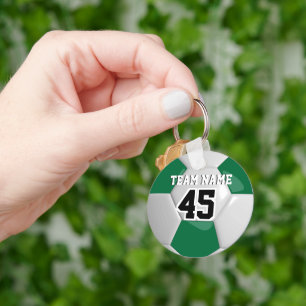 Dunkelgrüner und weißer Fußballball Schlüsselanhänger