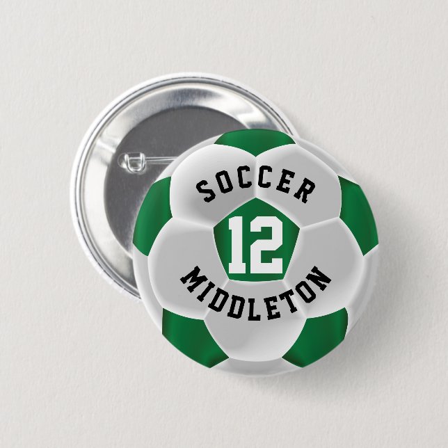 Dunkelgrüner und weißer Fußballsportball Button (Vorne & Hinten)