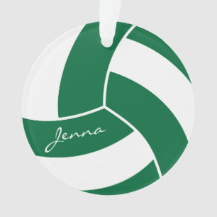 Dunkelgrüner und weißer Volleyball 4   DIY Name Ornament