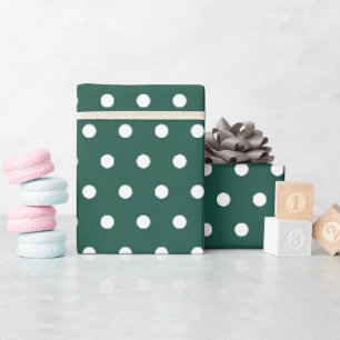 Dunkelgrüner weißer Polka Dots Clean einfache Mini Geschenkpapier