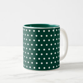 Dunkelgrüner weißer Polka Dots Clean einfache Mini Zweifarbige Tasse