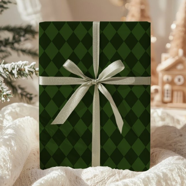 Dunkelgrünes Argyle-Geschenkpapier Geschenkpapier (Von Creator hochgeladen)