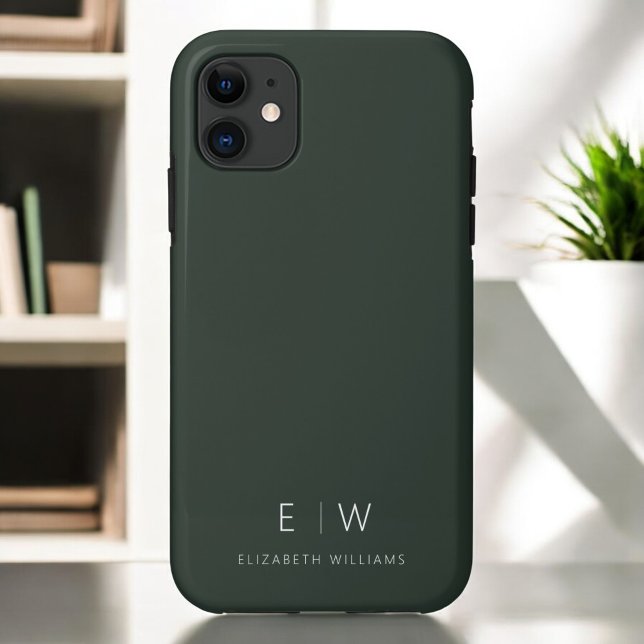 Dunkelgrünes Elegant Moderner Minimalistischer Mon Case-Mate iPhone Hülle (Von Creator hochgeladen)