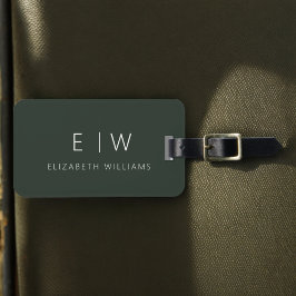 Dunkelgrünes Elegant Moderner Minimalistischer Mon Gepäckanhänger
