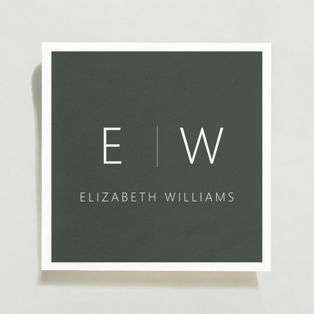 Dunkelgrünes Elegant Modernes Minimalistisches Sch Serviette (Von Creator hochgeladen)