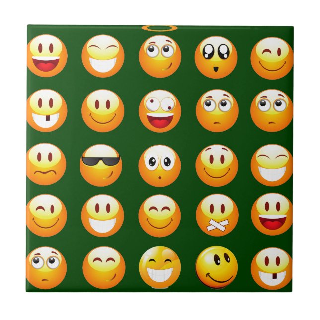 dunkelgrünes Emoji Fliese (Vorderseite)
