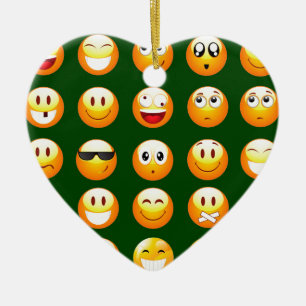dunkelgrünes Emoji Keramikornament