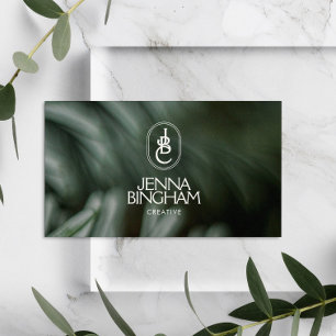 Dunkelgrünes Foto für das dunkelgraue Logoschreibe Visitenkarte