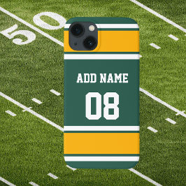 Dunkelgrünes Gold und weißer Sportstreifen Case-Mate iPhone Hülle