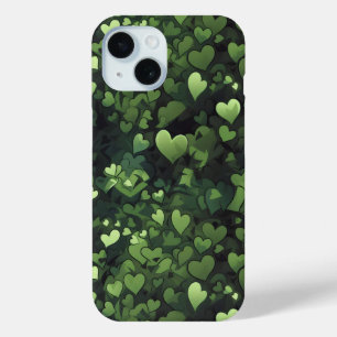 Dunkelgrünes Herzmuster Case-Mate iPhone Hülle