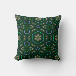 Dunkelgrünes Kaleidoskopmuster Kissen