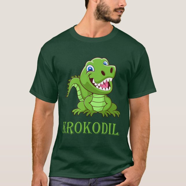 dunkelgrünes Krokodil T-Shirt (Vorderseite)