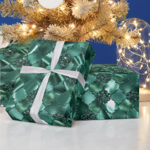 Dunkelgrünes marokkanisches Vierblattmuster Geschenkpapier