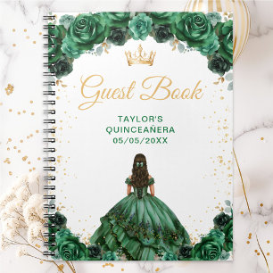 Dunkelgrünes Prinzessin-Quinceañera-Gästebuch Notizblock