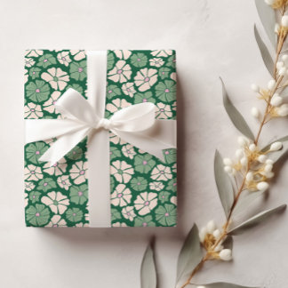 Dunkelgrünes und cremeweißes Geburtstagswrapping P Geschenkpapier