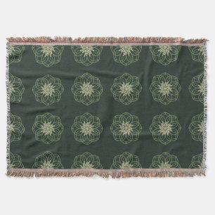Dunkelgrünes und goldenes Mandala, elegant Decke