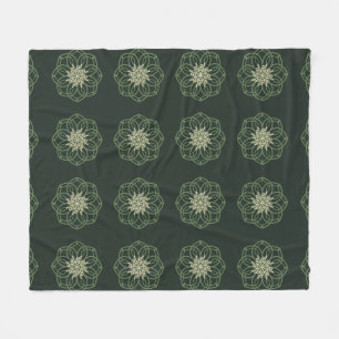 Dunkelgrünes und goldenes Mandala, elegant  Fleecedecke