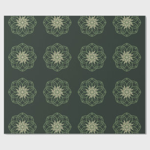 Dunkelgrünes und goldenes Mandala-Geschenkpapier, Geschenkpapier
