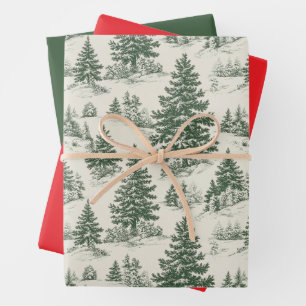 Dunkelgrünes Weihnachtsbaumkastenpapier Geschenkpapier Set