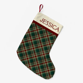 Dunkelgrünes Weihnachtskarierter individueller Kleiner Weihnachtsstrumpf