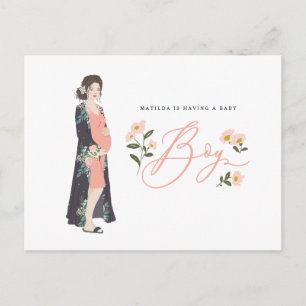 Dunkelhaarige Mama, um eine Baby-Dusche zu sein, l Postkarte