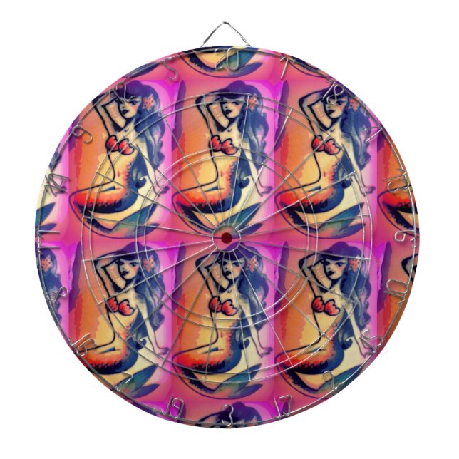 dunkelhaarige Meerjungfrau Dartscheibe (vorne)