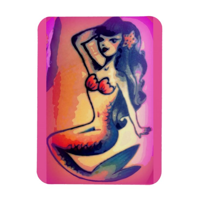 dunkelhaarige Meerjungfrau Magnet (Vertikal)