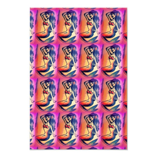 dunkelhaarige Meerjungfrauen Fotodruck (Vorne)