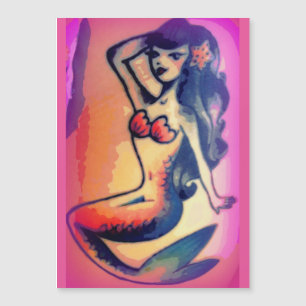 dunkelhaarige Meerjungfrauschönheit Magnetkarte