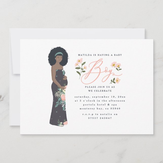 Dunkelhaarige schwarze Mama, um eine Baby-Dusche z (Vorderseite)