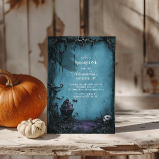 Dunkelheit Elegant Spooky ONE Geburtstag Einladung