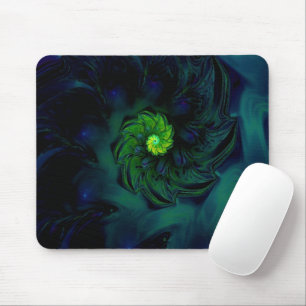 Dunkelheit Kunst des blauen und grünen Fraktals Mousepad