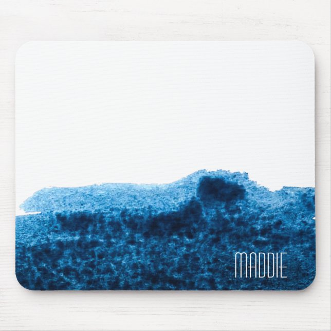 Dunkelmarineblau minimale Wasserfarbe Mousepad (Vorne)