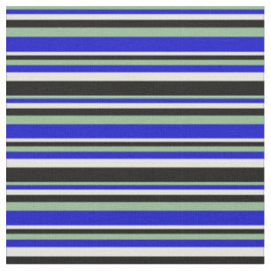 Dunkelmeergrün, blau, beige und schwarz gefärbte L Stoff